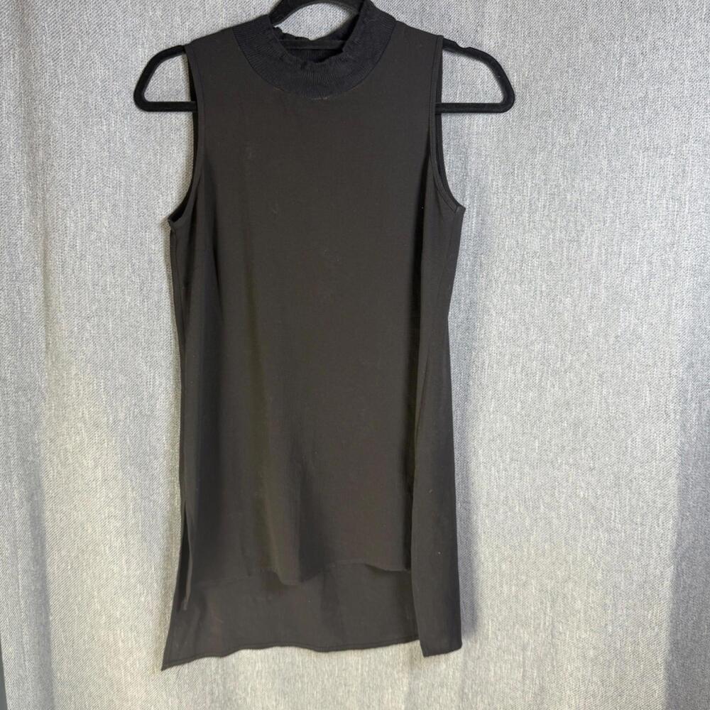 Black Sleeveless Tunic Women's XS Mock Neck Grey & Gray Classic